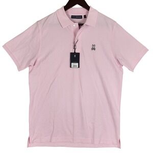 Psycho Bunny Mens Classic Polo Shirt Pink Logo Short Sleeve Size 5/M